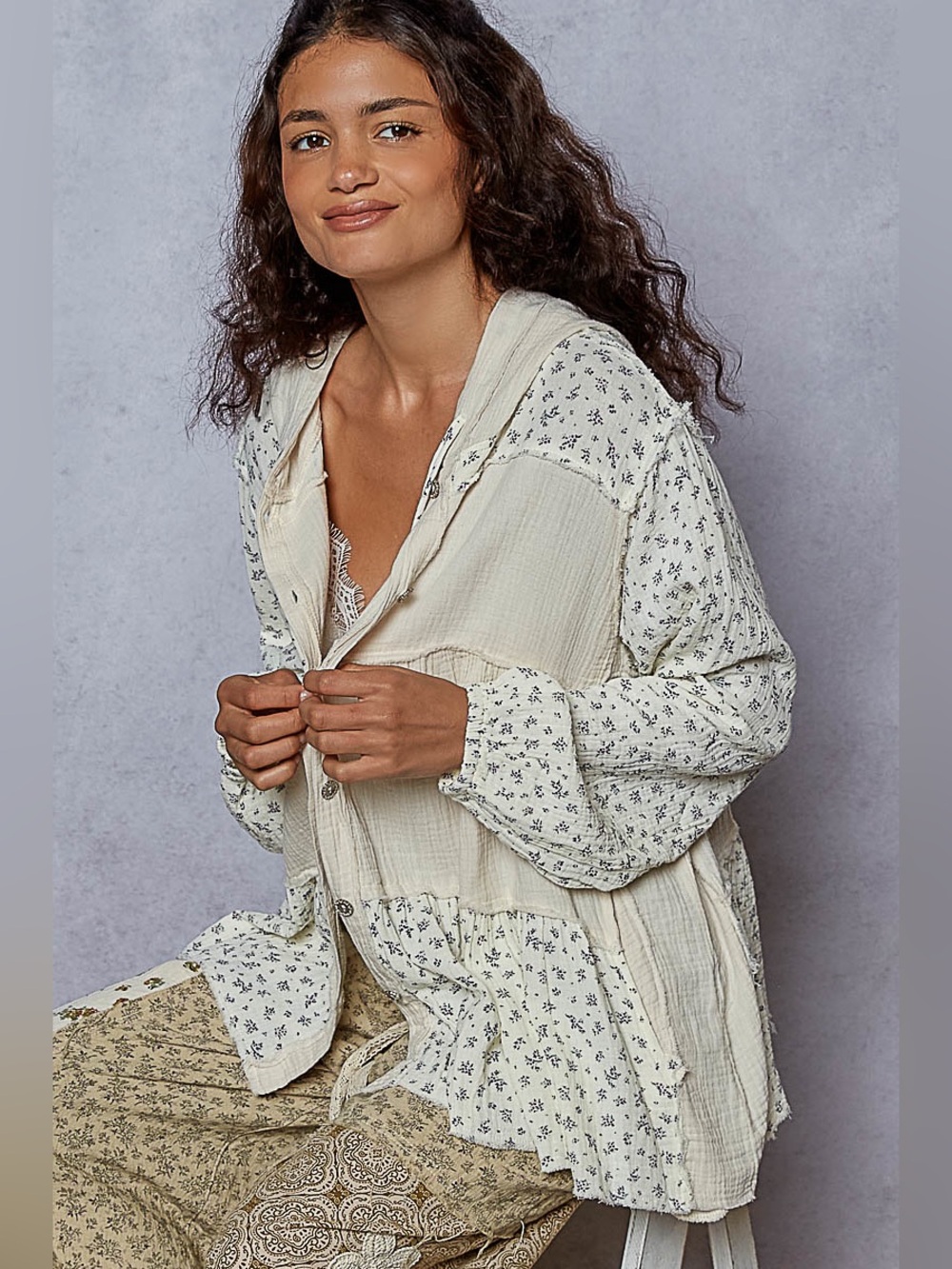 POL “ Flower Press “ Jacket | Cream